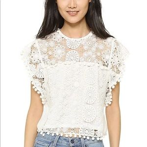 Tularosa Kennedy Top White Pom Lace Top Small